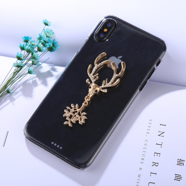 For iPhone X / XS Fashion 3D Diamond Elk Pattern Transparent Protective Back Cover Case