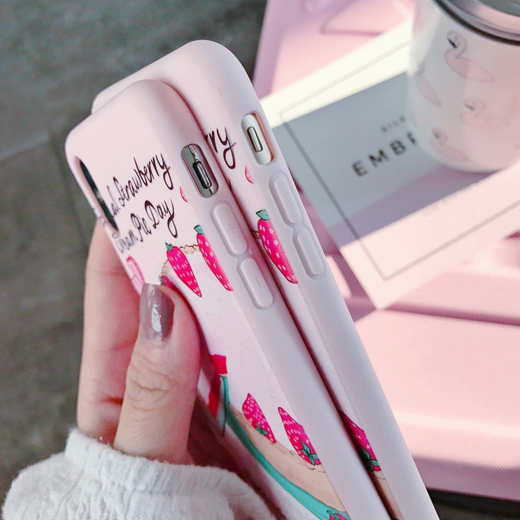 For iPhone X / XS Strawberry Pattern Protective Back Cover Soft Case