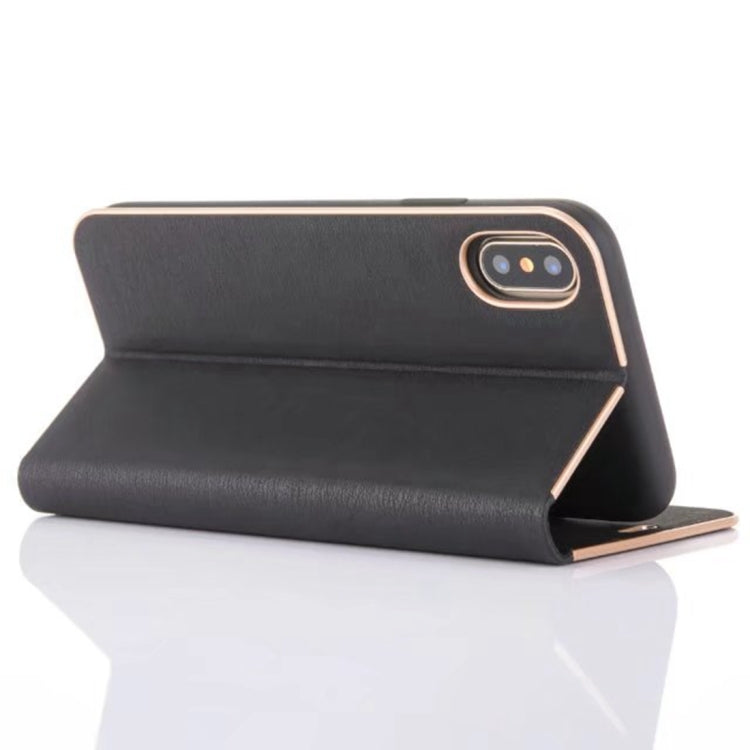 For iPhone X / XS Pine Texture Horizontal Flip Magnetic Leather Case with Holder & Card Slots