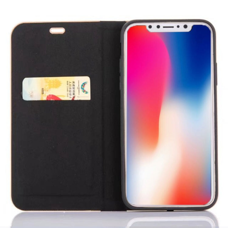 For iPhone X / XS Pine Texture Horizontal Flip Magnetic Leather Case with Holder & Card Slots