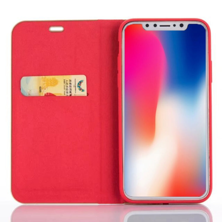 For iPhone X / XS Pine Texture Horizontal Flip Magnetic Leather Case with Holder & Card Slots