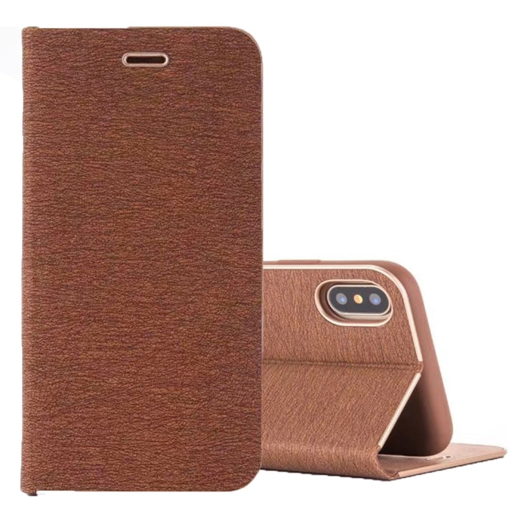 For iPhone X / XS Pine Texture Horizontal Flip Magnetic Leather Case with Holder & Card Slots