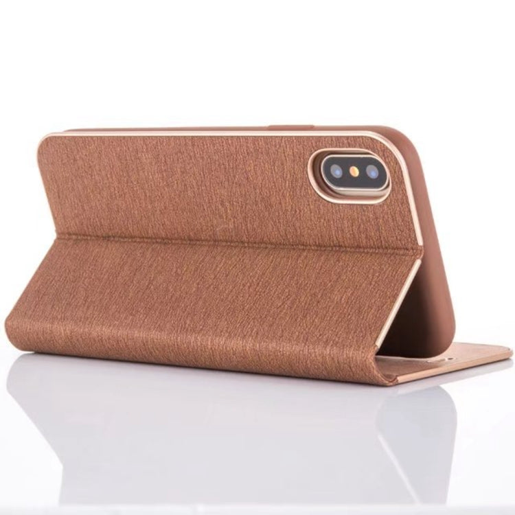 For iPhone X / XS Pine Texture Horizontal Flip Magnetic Leather Case with Holder & Card Slots