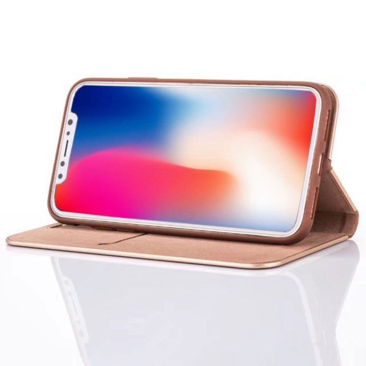 For iPhone X / XS Pine Texture Horizontal Flip Magnetic Leather Case with Holder & Card Slots