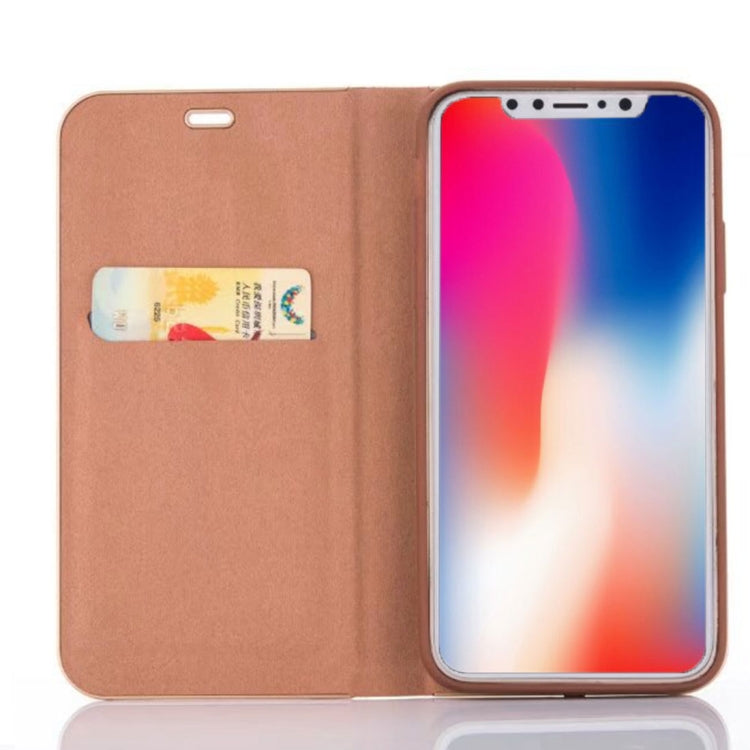For iPhone X / XS Pine Texture Horizontal Flip Magnetic Leather Case with Holder & Card Slots