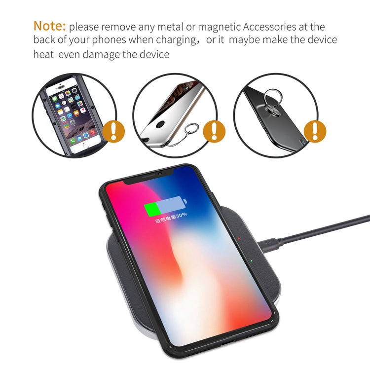 YAOMAISI M-05 Ultra-thin Zinc Alloy Qi Standard Wireless Fast Charger, For iPhone, Galaxy, Huawei, Xiaomi, LG, HTC and Other QI Standard Smart Phones (Grey)
