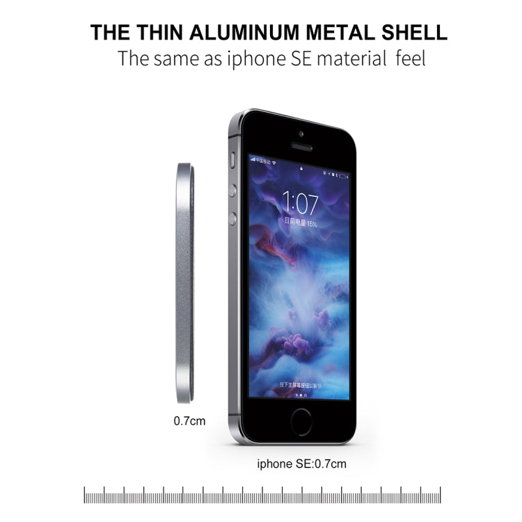 YAOMAISI M-05 Ultra-thin Zinc Alloy Qi Standard Wireless Fast Charger, For iPhone, Galaxy, Huawei, Xiaomi, LG, HTC and Other QI Standard Smart Phones (Grey)