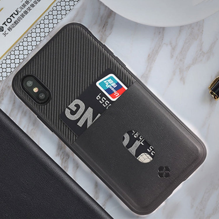 For iPhone X / XS TOTUDESIGN Jazz Series Protective Back Cover Case With Card Slot(Black)