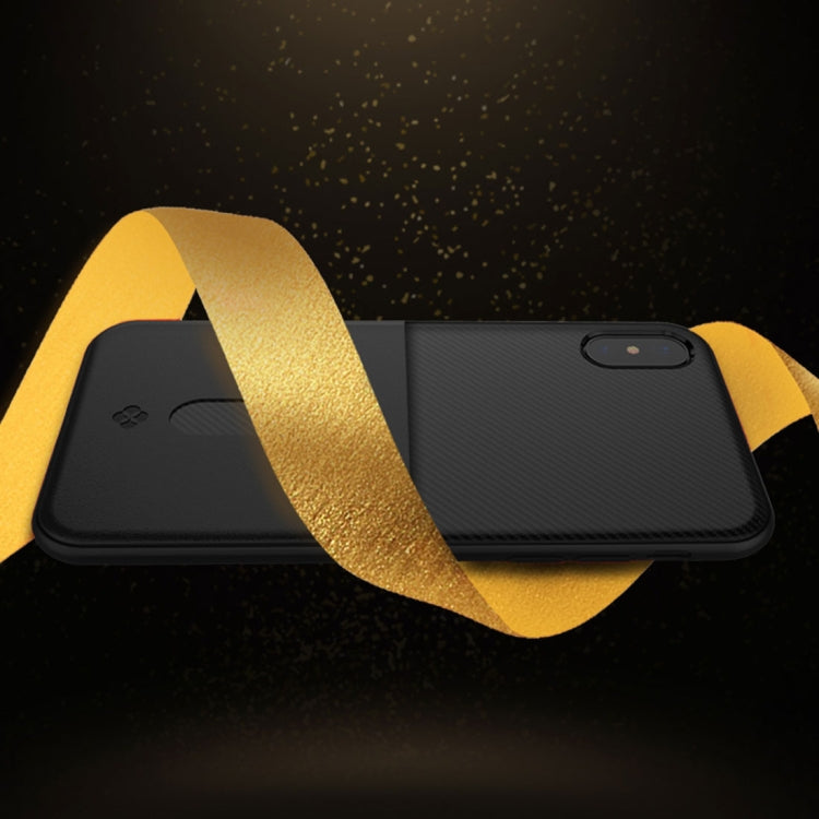 For iPhone X / XS TOTUDESIGN Jazz Series Protective Back Cover Case With Card Slot(Black)