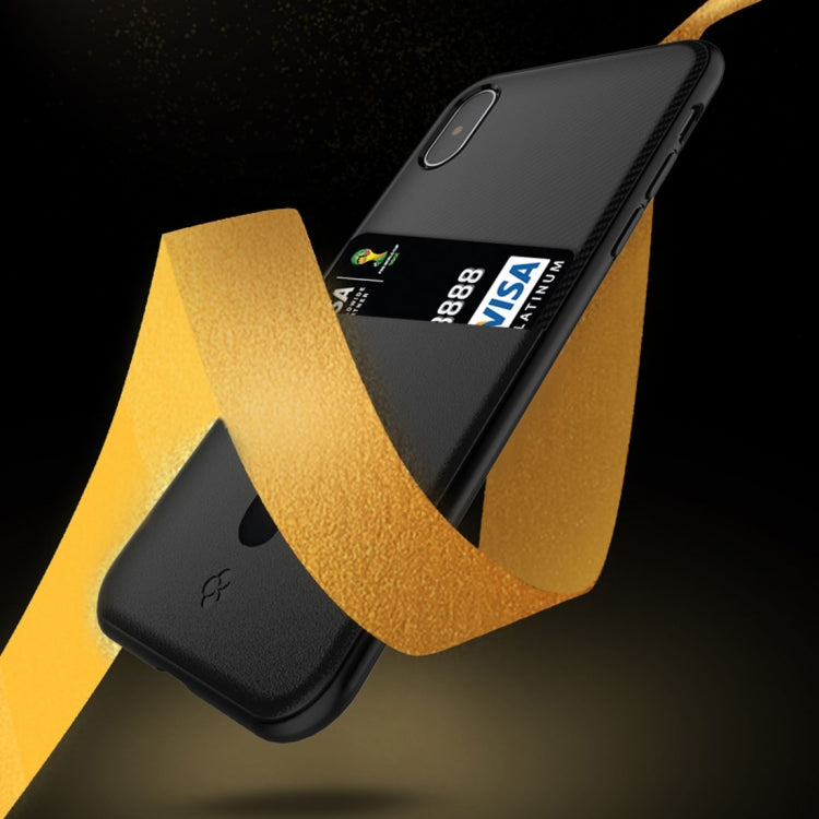 For iPhone X / XS TOTUDESIGN Jazz Series Protective Back Cover Case With Card Slot(Black)