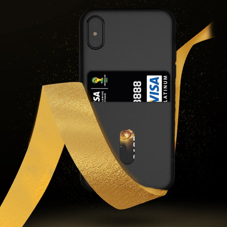 For iPhone X / XS TOTUDESIGN Jazz Series Protective Back Cover Case With Card Slot(Black)