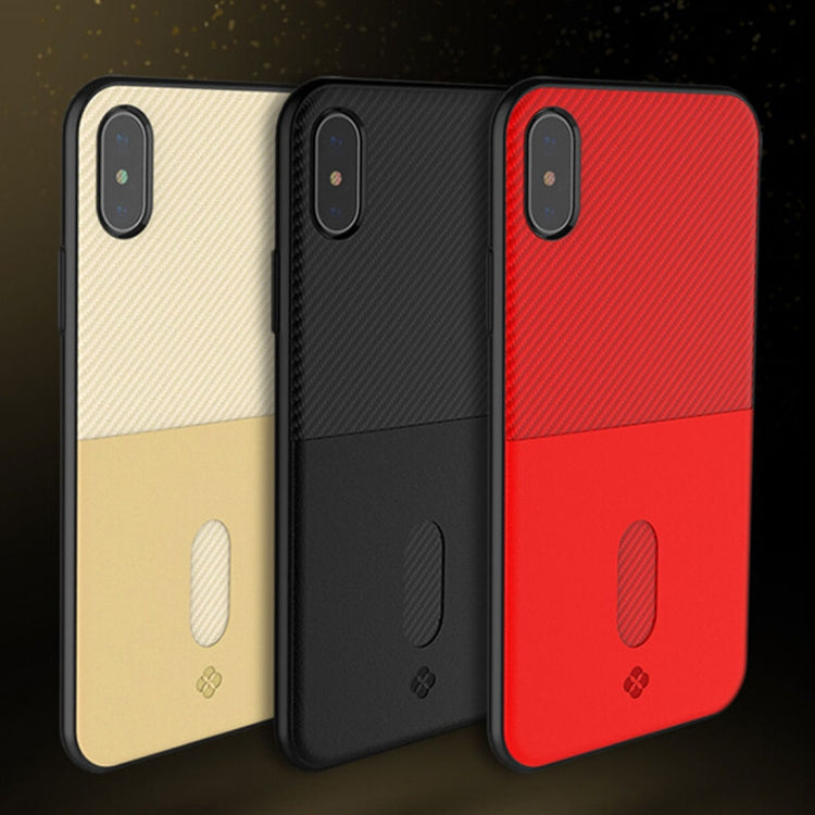 For iPhone X / XS TOTUDESIGN Jazz Series Protective Back Cover Case With Card Slot(Black)