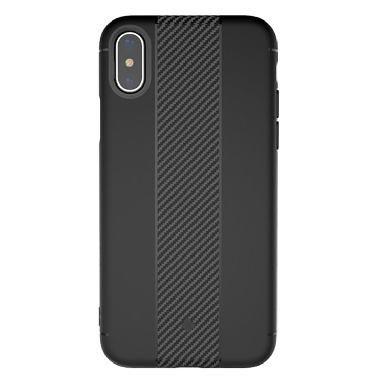 For iPhone X / XS TOTUDESIGN Carbon Fiber Texture TPU Anti-slip Soft Protective Back Cover Case