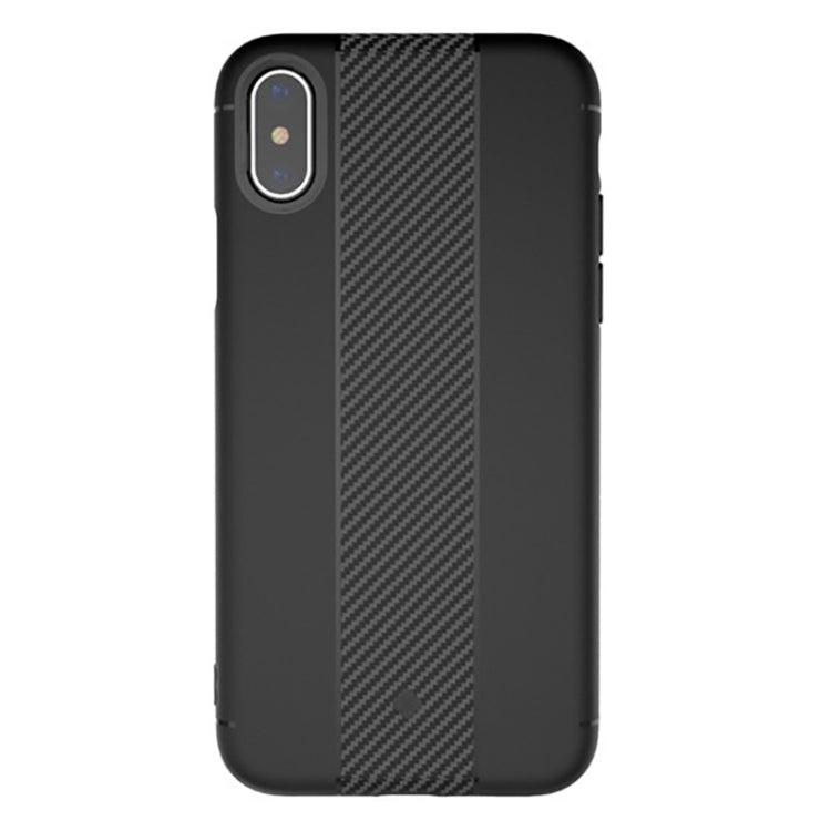 For iPhone X / XS TOTUDESIGN Carbon Fiber Texture TPU Anti-slip Soft Protective Back Cover Case