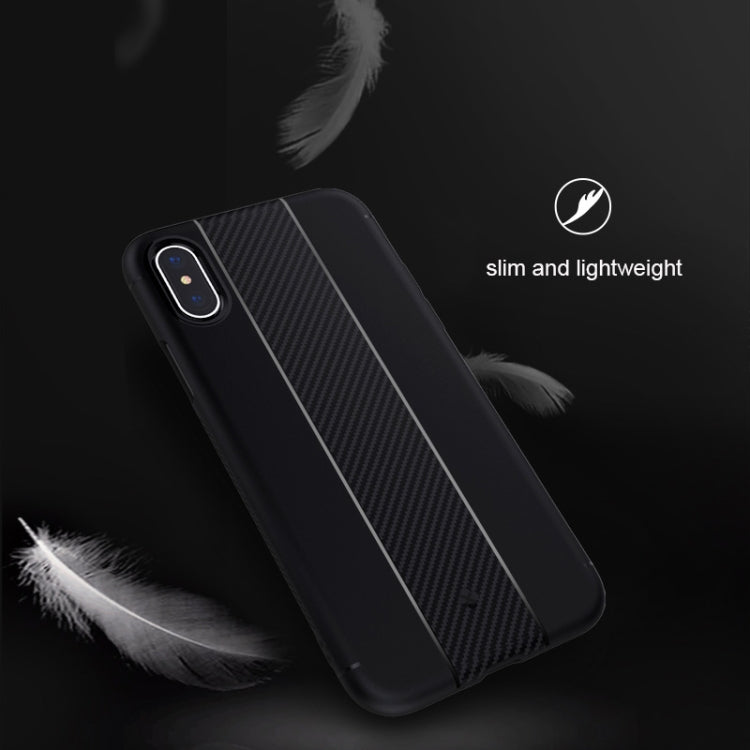 For iPhone X / XS TOTUDESIGN Carbon Fiber Texture TPU Anti-slip Soft Protective Back Cover Case