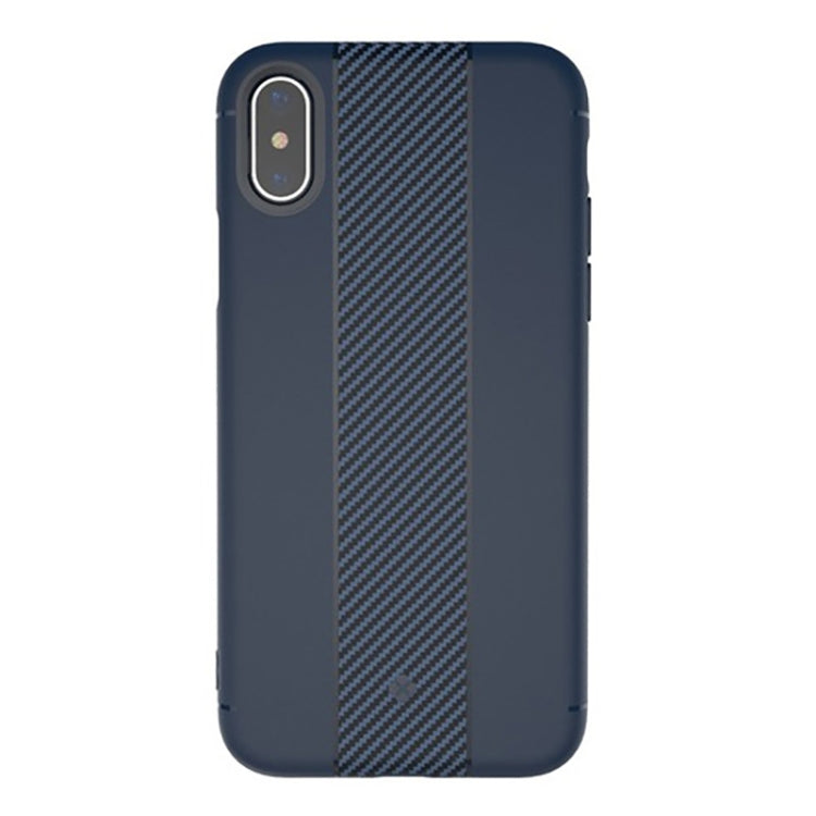 For iPhone X / XS TOTUDESIGN Carbon Fiber Texture TPU Anti-slip Soft Protective Back Cover Case