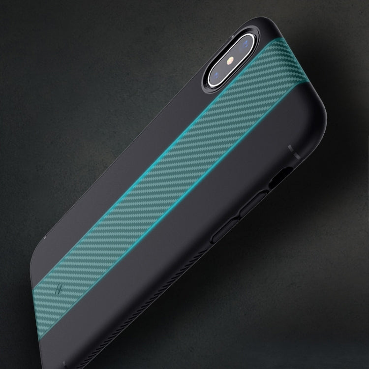 For iPhone X / XS TOTUDESIGN Carbon Fiber Texture TPU Anti-slip Soft Protective Back Cover Case