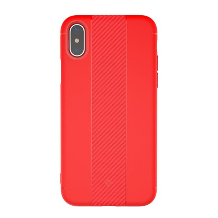 For iPhone X / XS TOTUDESIGN Carbon Fiber Texture TPU Anti-slip Soft Protective Back Cover Case