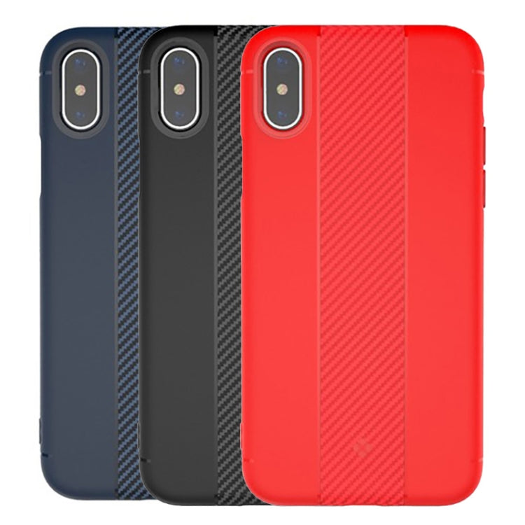 For iPhone X / XS TOTUDESIGN Carbon Fiber Texture TPU Anti-slip Soft Protective Back Cover Case