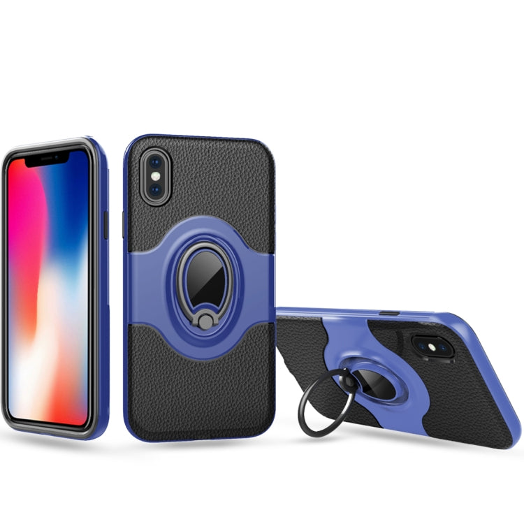 For iPhone X / XS Dropproof Full Coverage Protective Case Cover with Magnetic Rotatable Ring Holder