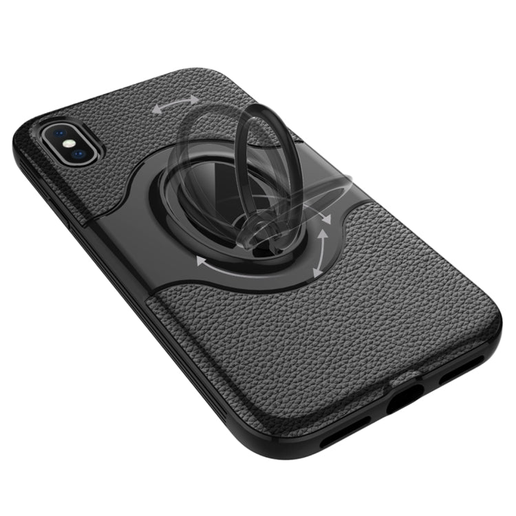 For iPhone X / XS Dropproof Full Coverage Protective Case Cover with Magnetic Rotatable Ring Holder