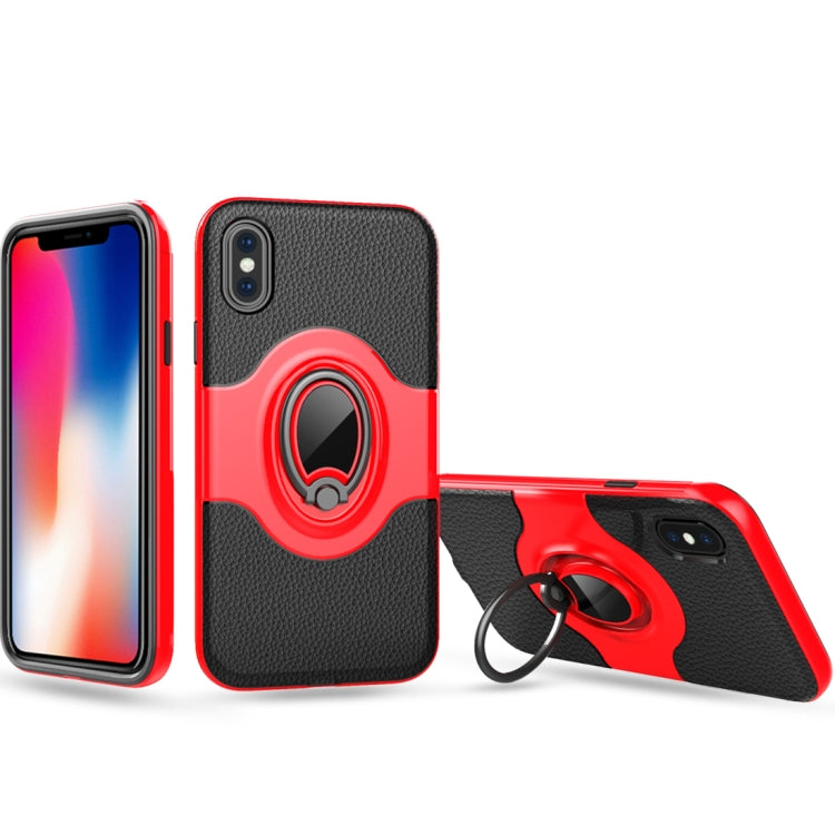 For iPhone X / XS Dropproof Full Coverage Protective Case Cover with Magnetic Rotatable Ring Holder