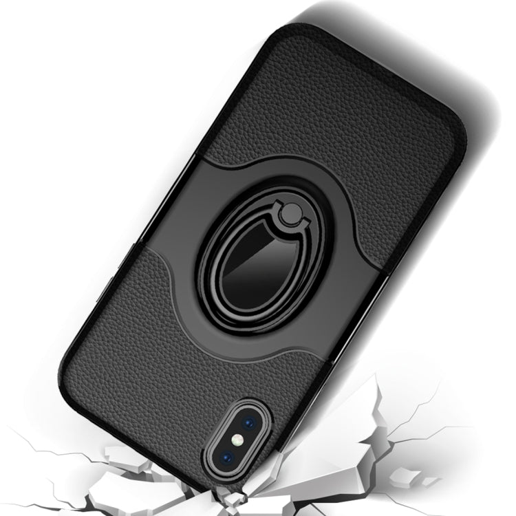 For iPhone X / XS Dropproof Full Coverage Protective Case Cover with Magnetic Rotatable Ring Holder