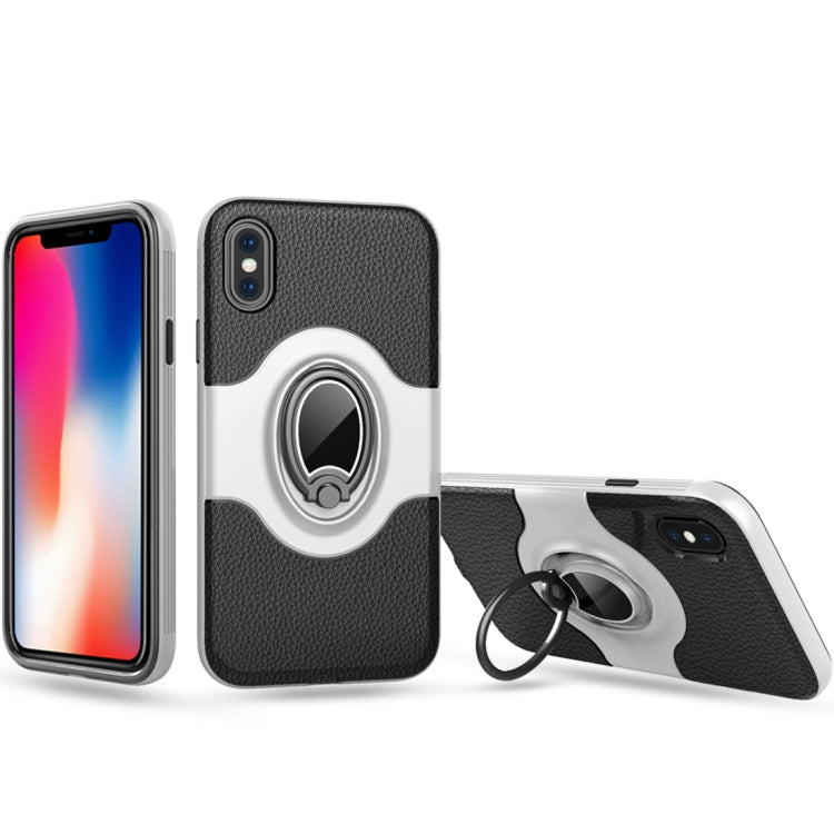 For iPhone X / XS Dropproof Full Coverage Protective Case Cover with Magnetic Rotatable Ring Holder