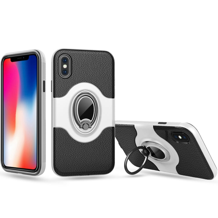 For iPhone X / XS Dropproof Full Coverage Protective Case Cover with Magnetic Rotatable Ring Holder