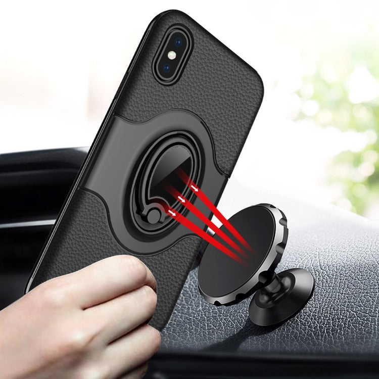 For iPhone X / XS Dropproof Full Coverage Protective Case Cover with Magnetic Rotatable Ring Holder