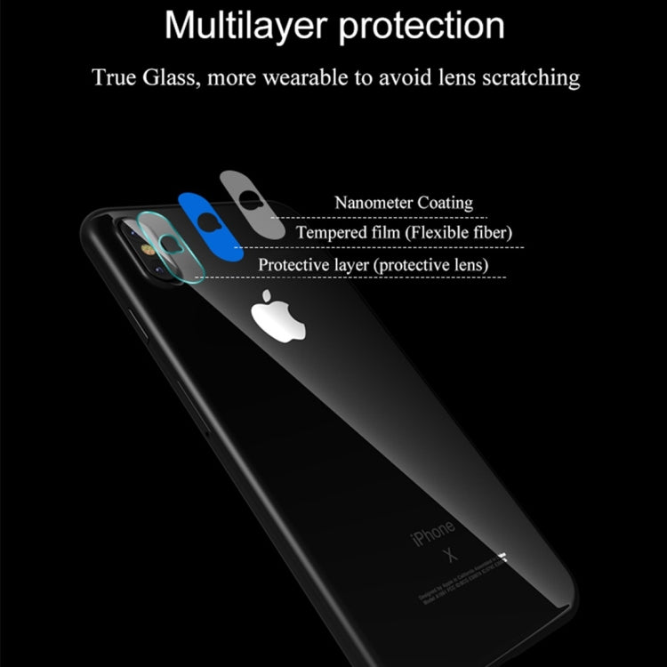 For iPhone X 2pcs Lenuo 0.2mm Transparent Rear Camera Lens Protector Soft Tempered Glass Protective Film