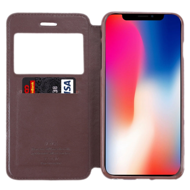For iPhone X / XS Original Roar Crazy Horse Texture Horizontal Flip Leather Case with Call Display ID & Holder & Card Slot