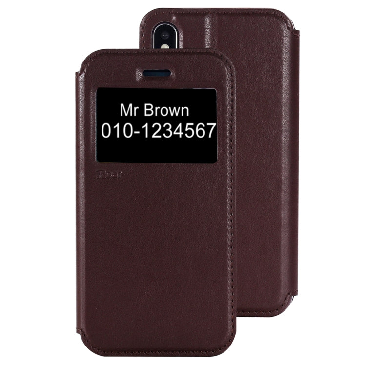 For iPhone X / XS Original Roar Crazy Horse Texture Horizontal Flip Leather Case with Call Display ID & Holder & Card Slot