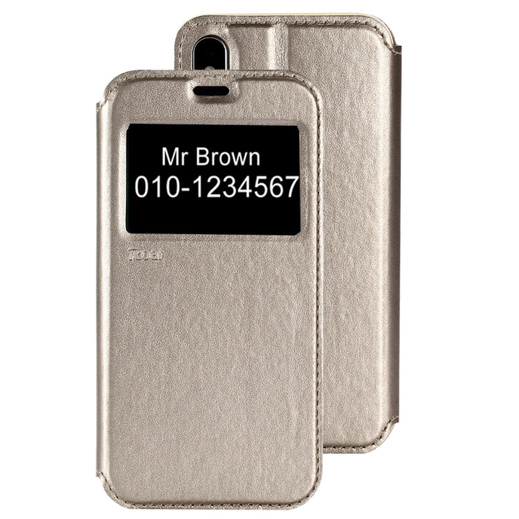 For iPhone X / XS Original Roar Crazy Horse Texture Horizontal Flip Leather Case with Call Display ID & Holder & Card Slot