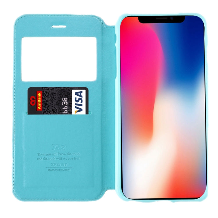 For iPhone X / XS Original Roar Crazy Horse Texture Horizontal Flip Leather Case with Call Display ID & Holder & Card Slot