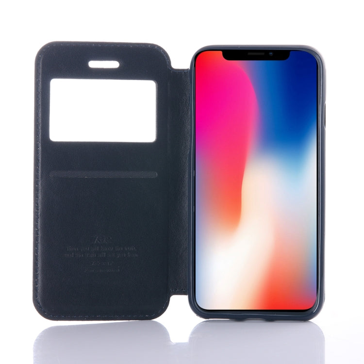 For iPhone X / XS Original Roar Crazy Horse Texture Horizontal Flip Leather Case with Call Display ID & Holder & Card Slot