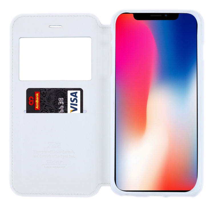 For iPhone X / XS Original Roar Crazy Horse Texture Horizontal Flip Leather Case with Call Display ID & Holder & Card Slot