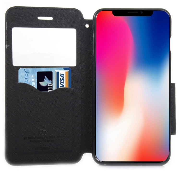 For iPhone X / XS Original Roar Cross Texture Horizontal Flip Leather Case with Call Display ID & Holder & Card Slot