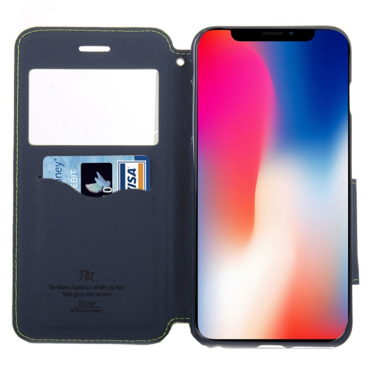 For iPhone X / XS Original Roar Cross Texture Horizontal Flip Leather Case with Call Display ID & Holder & Card Slot