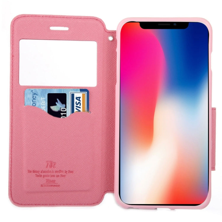 For iPhone X / XS Original Roar Cross Texture Horizontal Flip Leather Case with Call Display ID & Holder & Card Slot