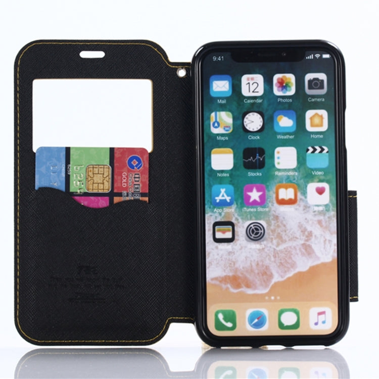For iPhone X / XS Original Roar Cross Texture Horizontal Flip Leather Case with Call Display ID & Holder & Card Slot