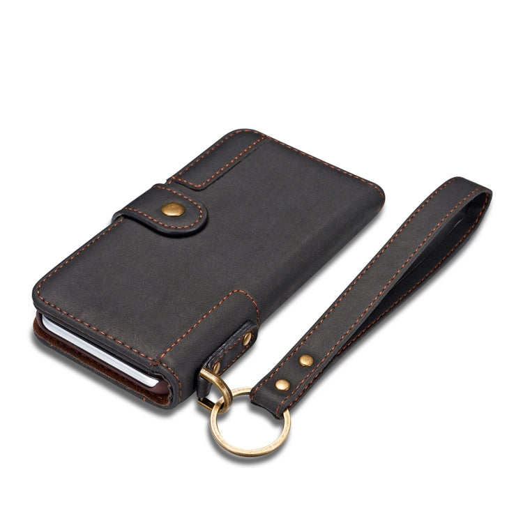 For iPhone X / XS Retro Cowhide Texture Horizontal Flip Case with Card Slots & Wallet & Holder & Lanyard & Hand Strap