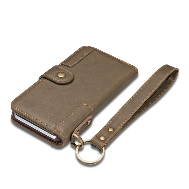 For iPhone X / XS Retro Cowhide Texture Horizontal Flip Case with Card Slots & Wallet & Holder & Lanyard & Hand Strap
