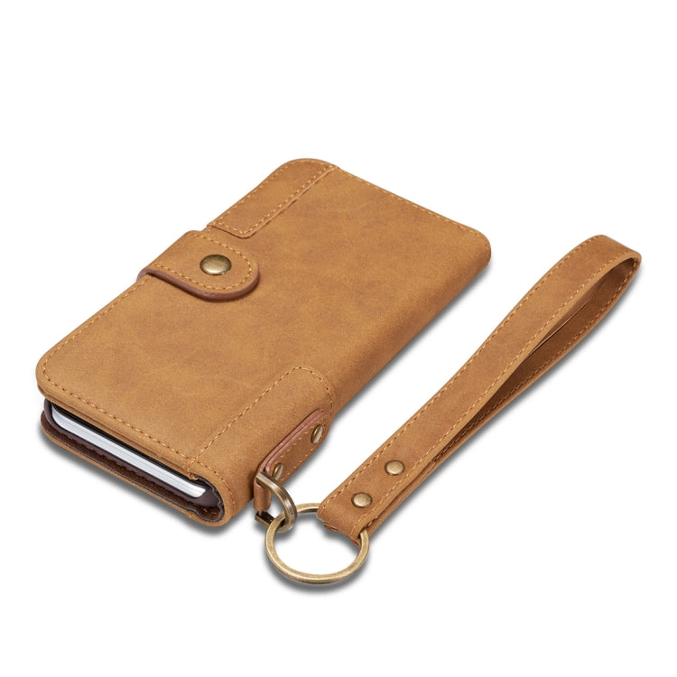 For iPhone X / XS Retro Cowhide Texture Horizontal Flip Case with Card Slots & Wallet & Holder & Lanyard & Hand Strap