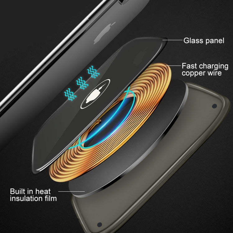 Ultra-thin Zinc Alloy + Glass Panel Qi Wireless Waterproof Charger Pad, For iPhone, Galaxy, Huawei, Xiaomi, LG, HTC and Other QI Standard Smart Phones
