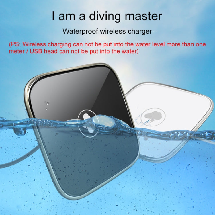 Ultra-thin Zinc Alloy + Glass Panel Qi Wireless Waterproof Charger Pad, For iPhone, Galaxy, Huawei, Xiaomi, LG, HTC and Other QI Standard Smart Phones