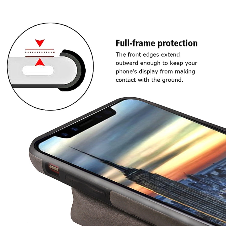 For iPhone X / XS  Retro Business Style PU + TPU Protective Back Cover Case with Mirror & Card Slots & Zipper Wallet