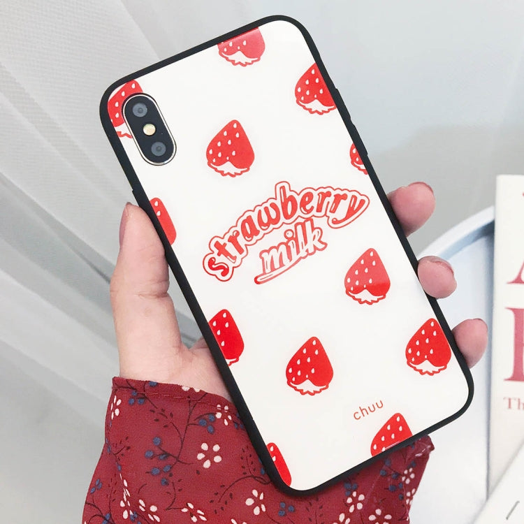 For iPhone X / XS Strawberry Letters Pattern Protective Back Case