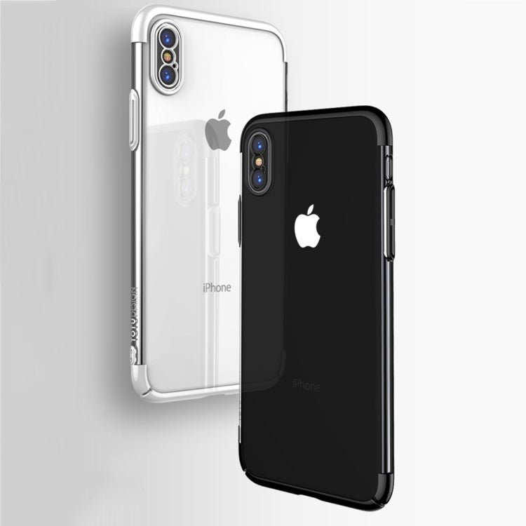 For iPhone X / XS TOTUDESIGN Pottery Series Electroplating Transparent Protective Back Case (White)
