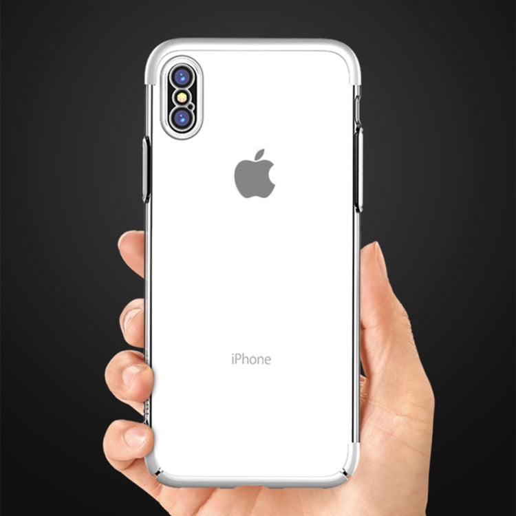 For iPhone X / XS TOTUDESIGN Pottery Series Electroplating Transparent Protective Back Case (White)